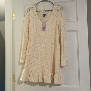 Cream long sleeve lace dress